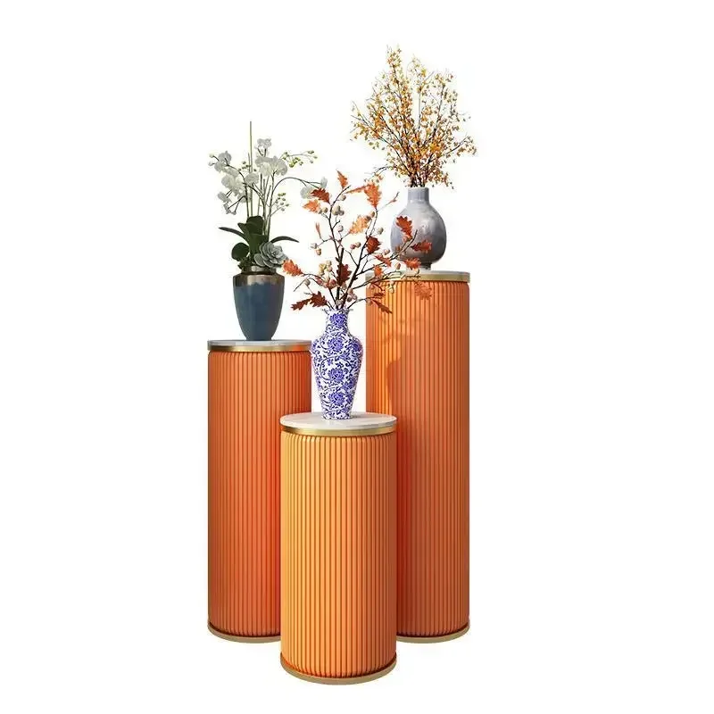 

Metal rock slab flower stand, high-end hotel home edge table, living room floor type, shelf combination