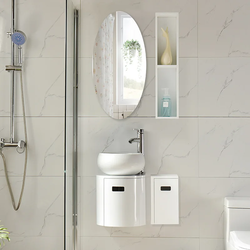 

31 cm round ceramic basin pvc bathroom cabinet within 40 cm mini small apartment wash basin face washstand