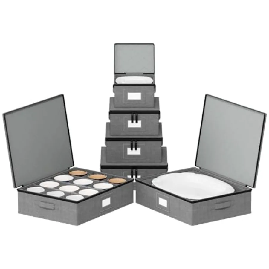 

China Storage Containers 6 Pack, Stackable Hard Shell Quilted Cases with Soft Plate Separators, Moving Supplies Packing Boxes f