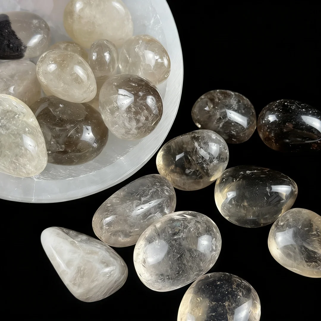1/3/5oz Smoky Quartz Tumbled Stone, Black Gray Crystal Pocket Stone, DIY Gemstonestones, Home Decoration, Crystal Gifts