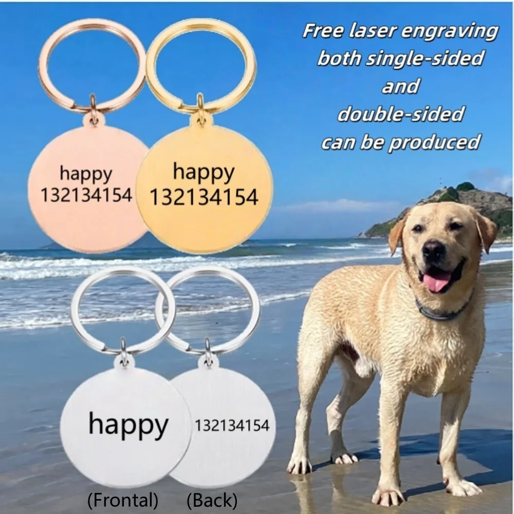 

Personalized Custom Stainless Steel Metal Round Dog Tag Kitten Puppy Pet Identity Card Can Be Engraved To Prevent Loss Fashion