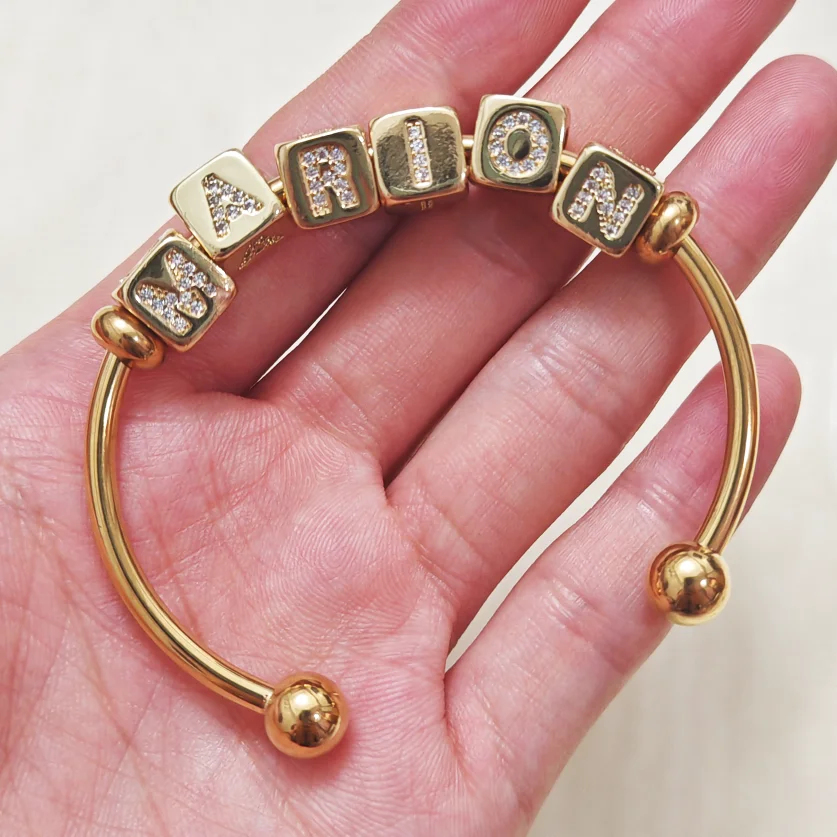 سوار مخصص شخصية كتلة الشكل اسم المرأة سوار هدية مجوهرات العيد