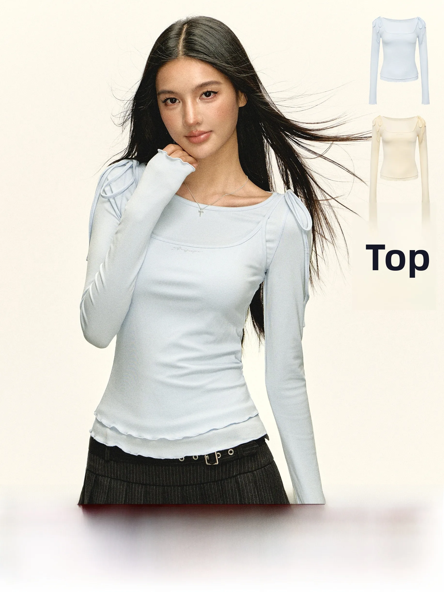 

Женская футболка узкого кроя Ariseism в американском стиле ретро Long Sve, повседневная однотонная осенняя новинка Faion, круглый топ Ne