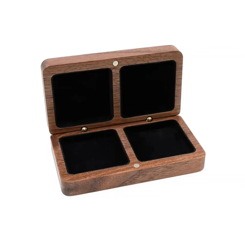 Caja de madera para anillos de pareja, organizador de joyas de gran capacidad, estuche para pendientes y anillos, soporte de exhibición, caja de regalo para anillos de doble asiento