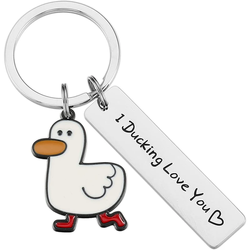 Porte-clés Duck Pun Love You pour couples, bijoux drôles, mignon, I Ducking, cadeau de la fête de Léon, petit ami, petite amie, amoureux