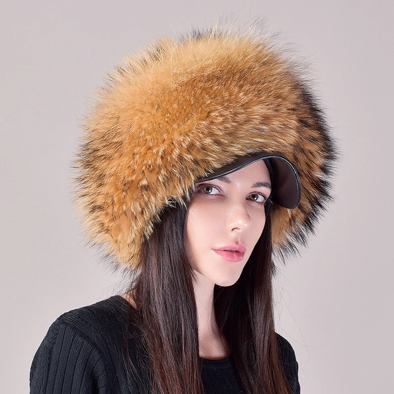 2024 New Fashion Earflap Hat Winter Women\'s Hat Real Fox Fur Hats Headgear Russian Girls Real Fox Fur Beanies Cap