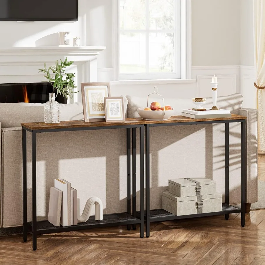 29.5 Narrow Console Table with Shelf for Small Entryway 2Tier Thin Sofa Table Ideal for Behind Couch or as a Side Table in Hall