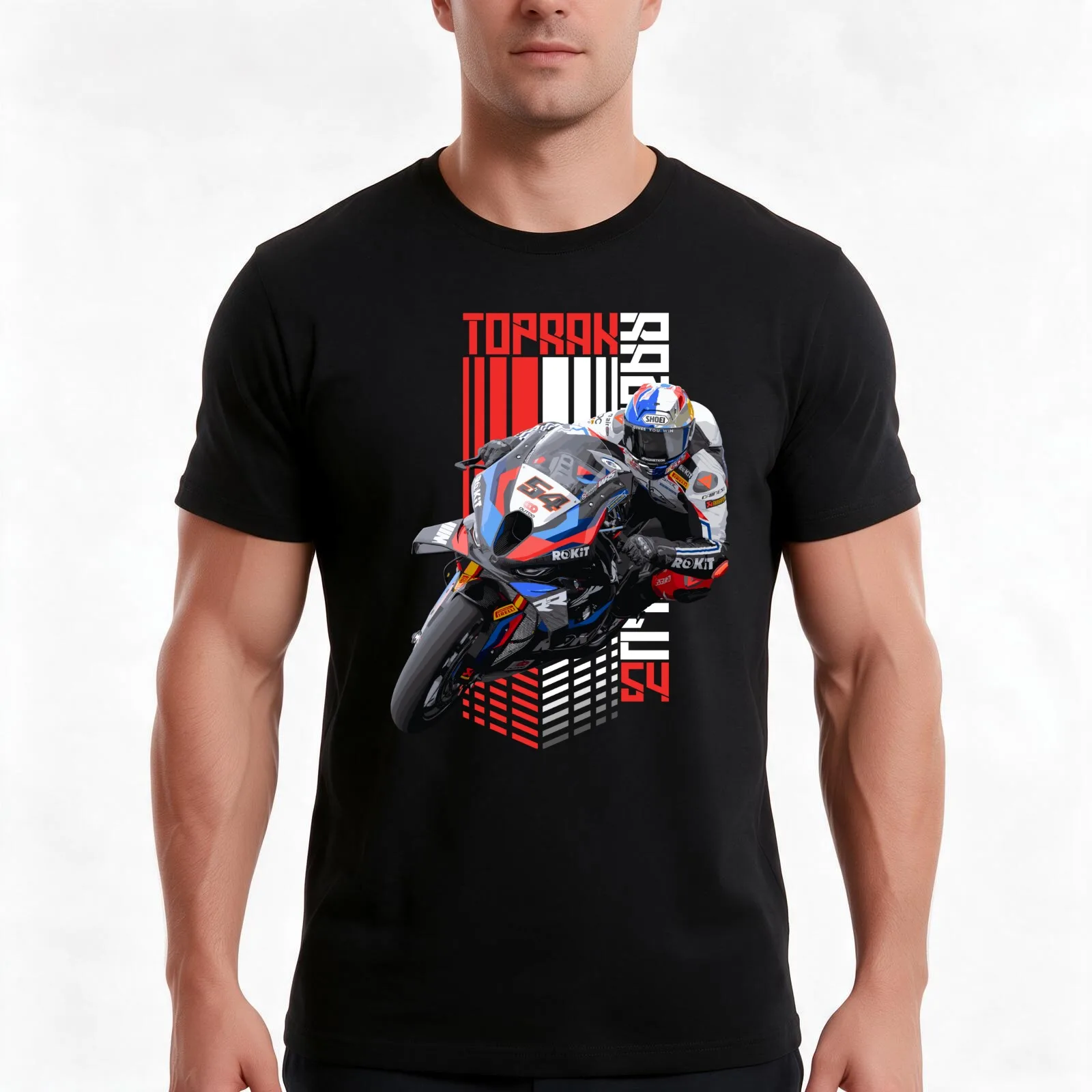 Toprak WSBK Goat T-Shirt, Summer Casual Cotton Tee, Oversized Streetwear Tops, Vintage Graphic Print, Loose Fit Short Sleeve
