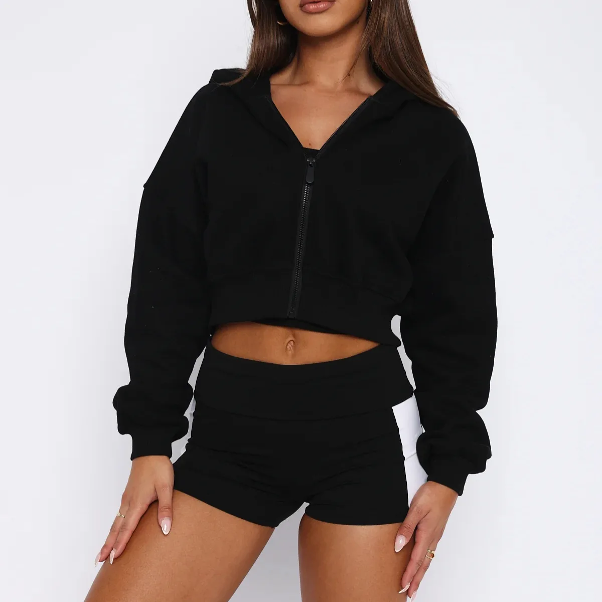 2025 Fall Winter New Arrival Women's Long-Sleeve Hoodie Zip-Up Cardigan Hooded Casual Jacket for Women Y2k Clothing Tops