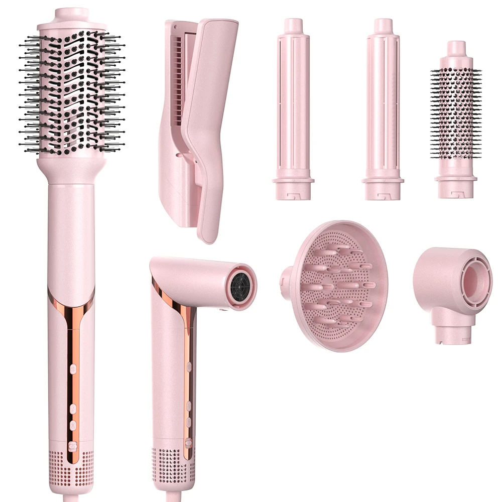 Detachable Hot Air Comb Air Curler High Speed Professional Foldable 7 in 1 Hair Dryer Brush Multi Styler