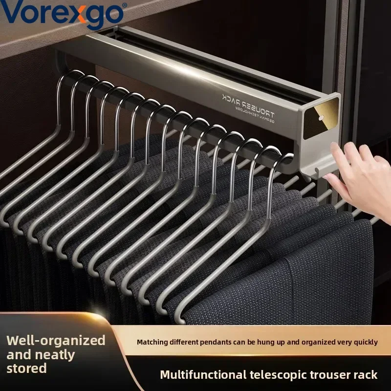 Wardrobe Pull-out Retractable Hanger Telescopic Clothe Hanging Rod Hanging Trousers WardrobeStorage and Pull-out Clothes Hang
