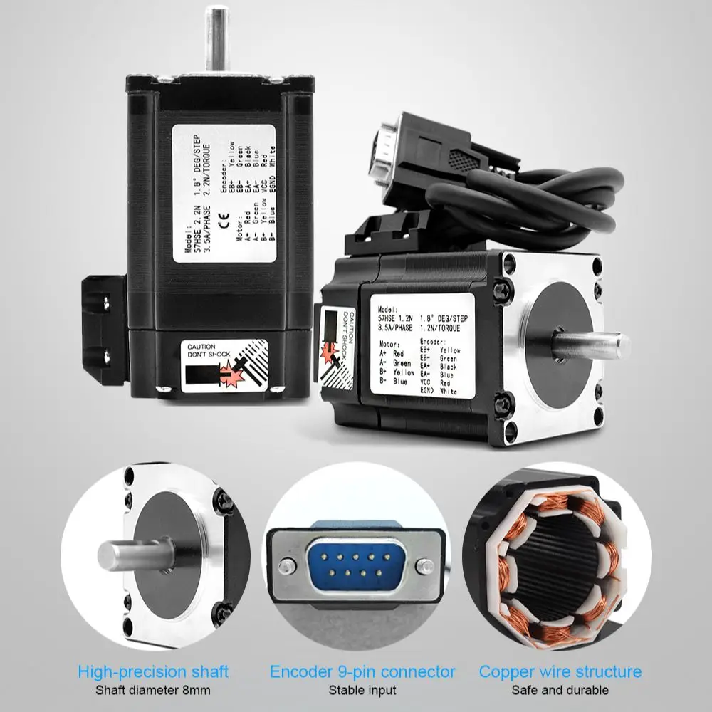 57 NEMA 23 stepper Motor 1.2N 2.2N 3N Hybird Closed-loop step servo motor  with Driver HBS57H for CNC Engraving router machine