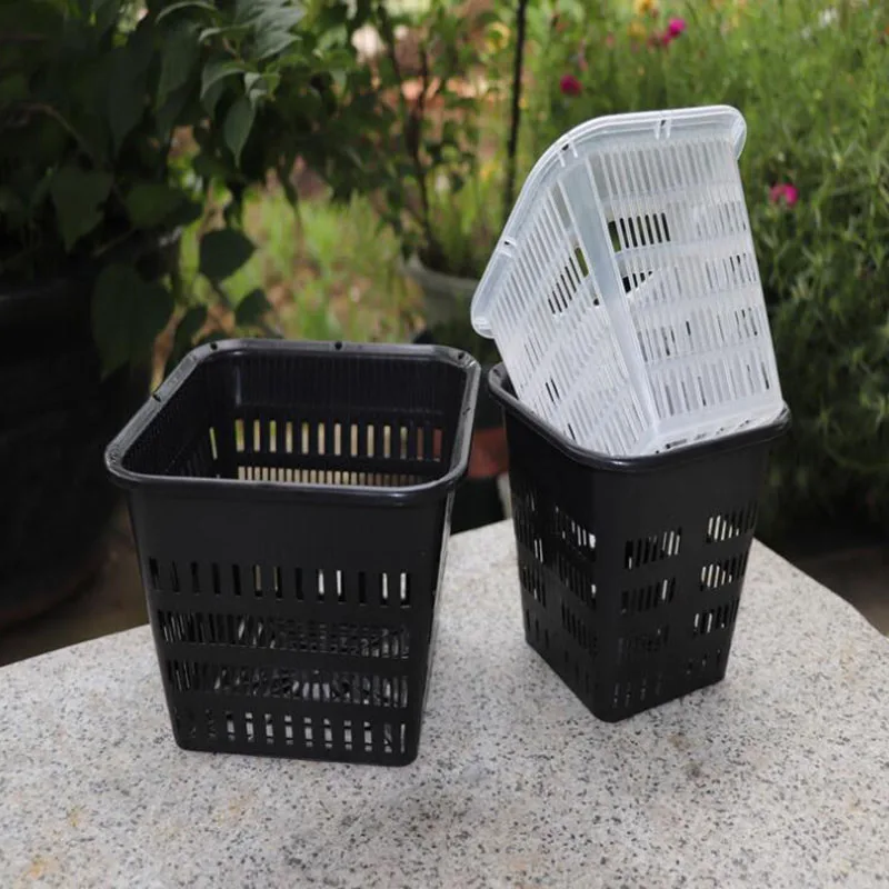 5pcs Breathable Orchid flower plant grow Pot net Mesh cup Planters Container Plastic Slotted wall hanging Holes Pot white black