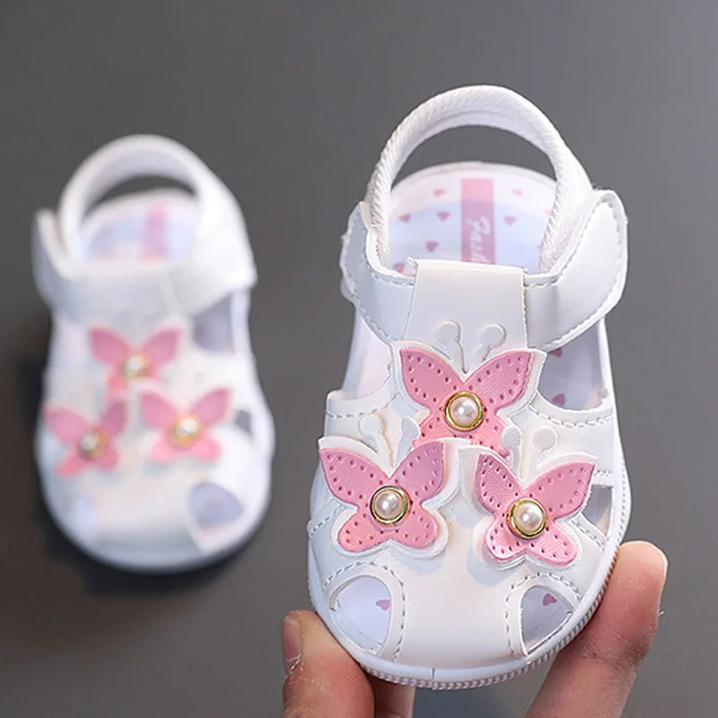 Summer Kids Shoes Soft Soled Baby Sandals For Girls Closed Toe Bow Beach Shoes Princess Baby Garden Shoes Firstwalkers CSH1430