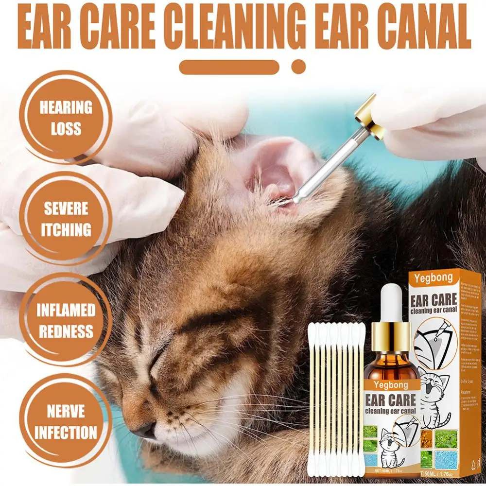 3-1PCS Cat Dog Ear Cleaner Drops Ear Wash Dirt Removal For Infectionn Control Pet Ear Cleaner Solution Cat Dog Cleaning Supplies