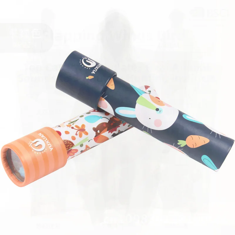 Caleidoscópio criativo de desenho animado de madeira para crianças – Brinquedo visual giratório colorido para jardim de infância e pais e filhos ao ar livre