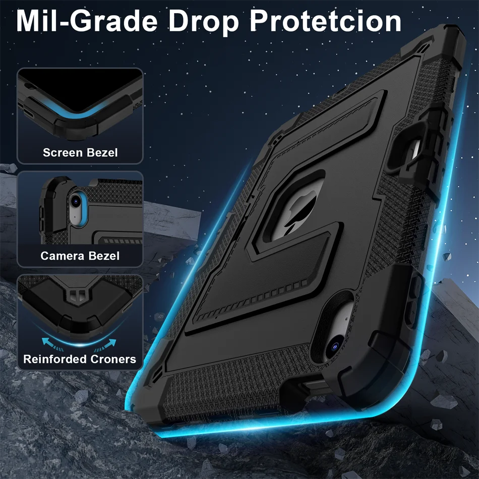 حافظة تابلت بحامل دوران 360 درجة لجهاز iPad 6 7 8 9 10th 11th Generation Pro 2025 11 Mini Air 4 5 10.9 بوصة حافظة مضادة للصدمات #3