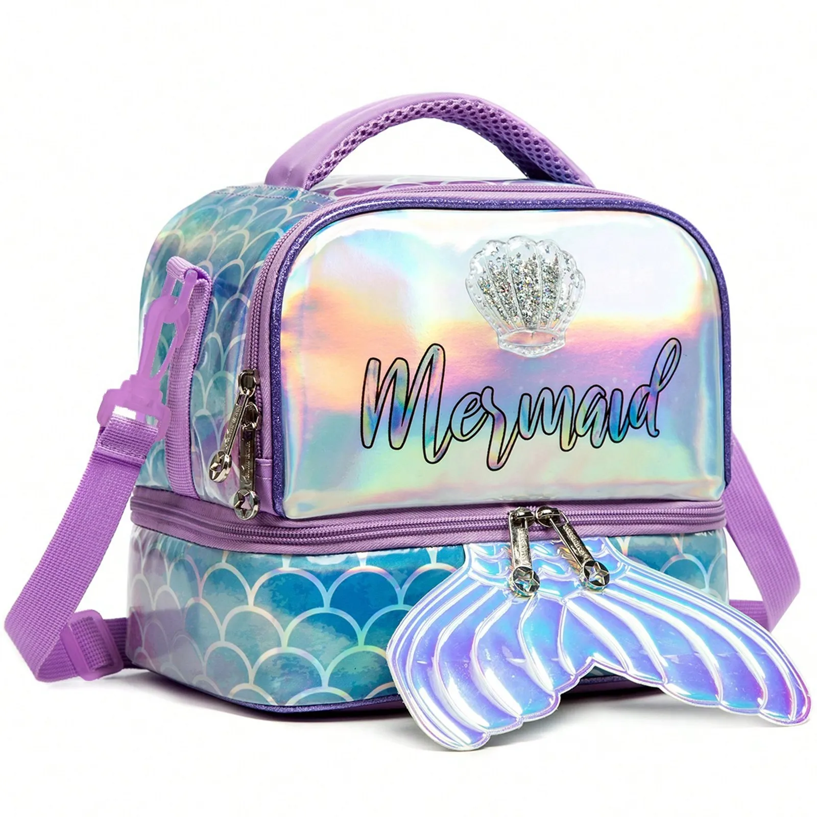 

Lunch Bag for Kids Two Compartments Cooler Bag for Boys Travel Lunch Tote with Adjustable Strap Insulated Lunchbox School Child