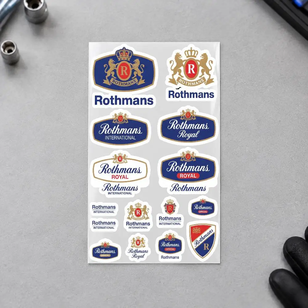 R-Rothmans Motorcycle Sticker Set Reflective Decals For Helmet Fuel Tank Fairing Body Custom Bike Graphics Kit