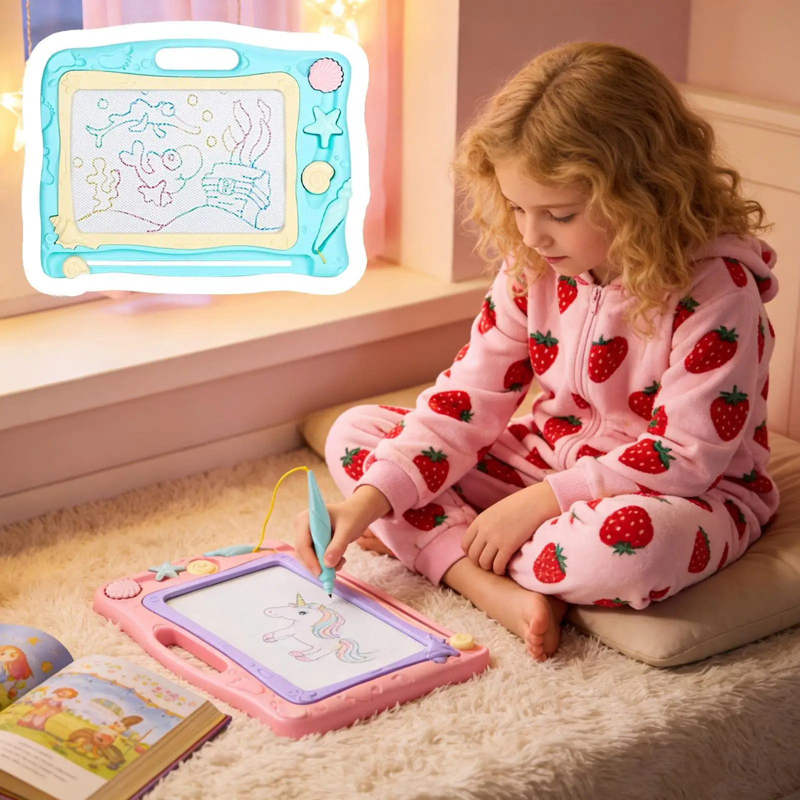 Magnetic Drawing Board for Kids Painting Pad with Pen Stamp Erasable Writing Board Travel Toy Birthday Gift for Boys Girls