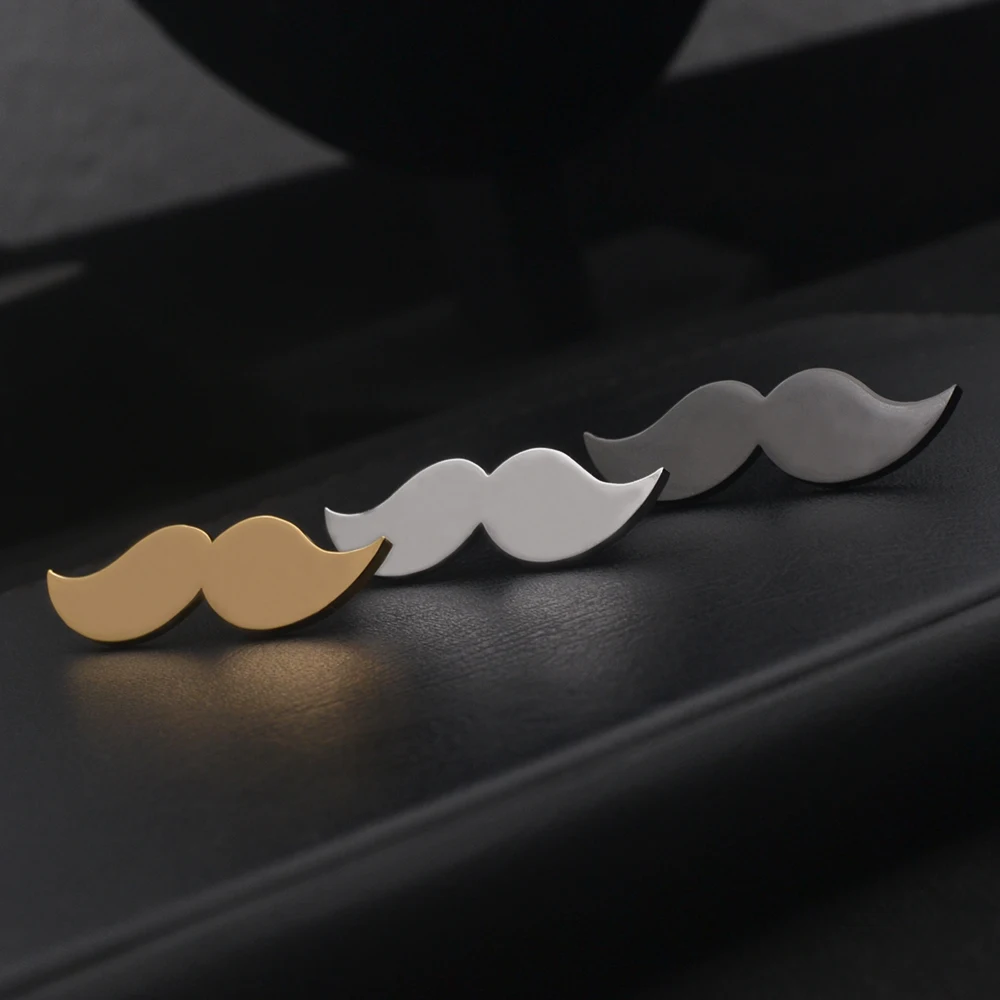 Stainless Steel Jewelry, Fashionable Mustache Shaped Brooch, Men\'s Lapel Accessories, Stab Pins, Birthday Party Gifts