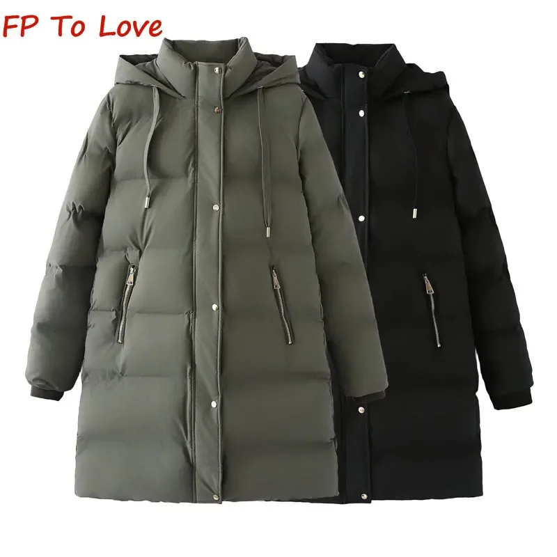 Zip Jacket Long Cotton Clothes Hooded Section Warm Bread Clothes Winter Casual Cotton Jacket 3046206 706