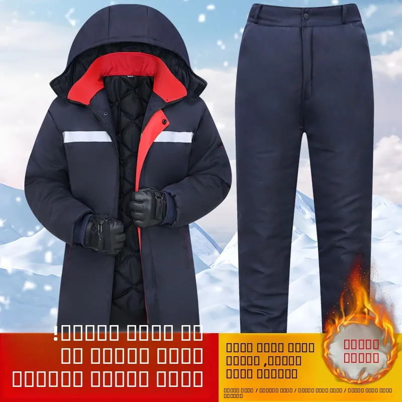 

Утепленный зимний хлопковый костюм для мужчин с отражающими полосами для сварочных работ, морозостойкая спецодежда для улицы, полиэстер