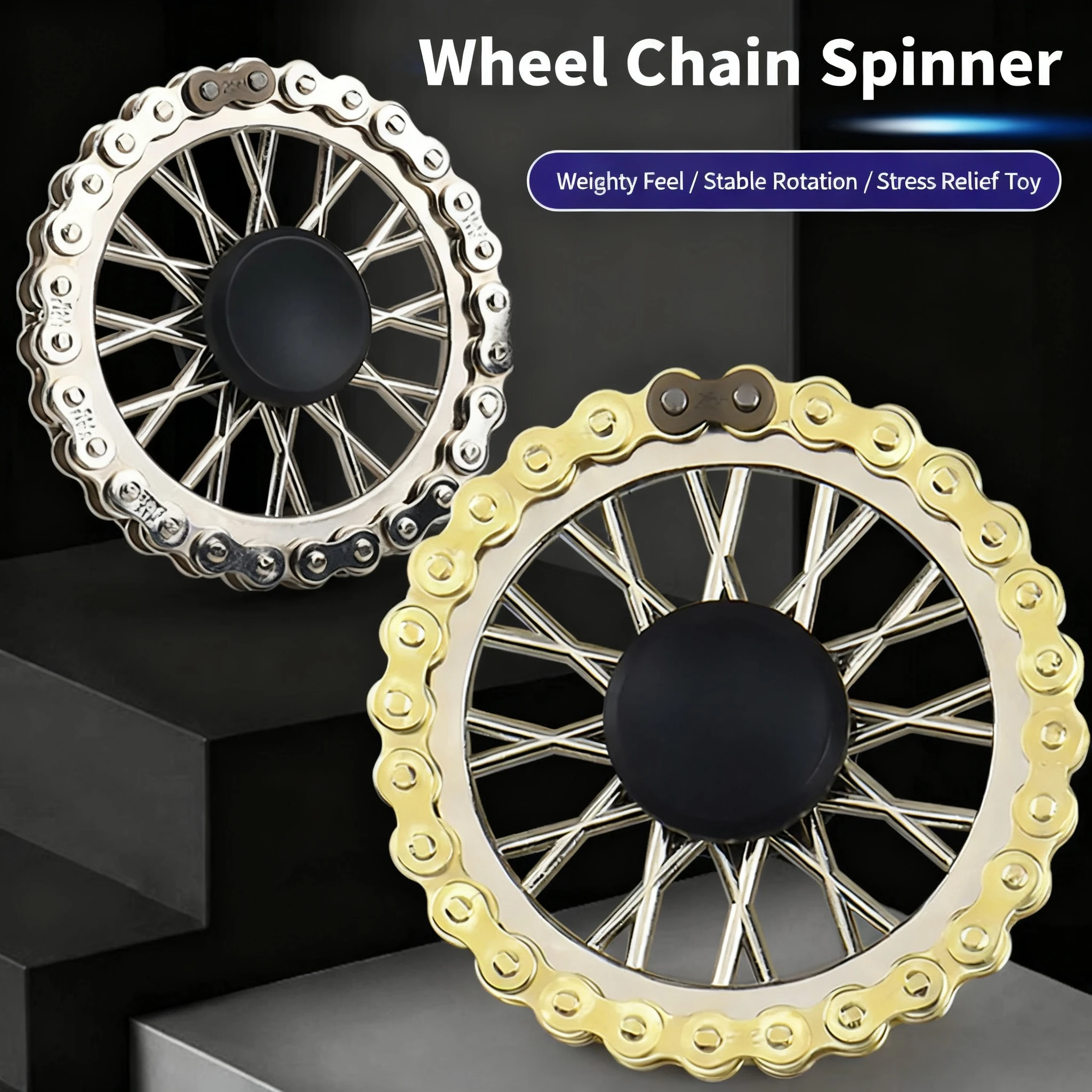 Chaîne d'engrenage de volant d'inertie en métal, pignons gyroscopiques du bout des doigts, jouet Anti-stress, Spinners, jouets d'exercice pour les doigts, noël