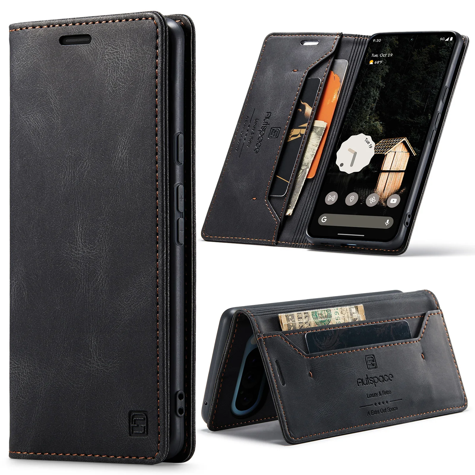 حافظة جلدية مغناطيسية فاخرة لهاتف جوجل بيكسل 9 10 ProXL 9A 8A 7A محفظة أعمال قابلة للطي فتحة للبطاقات غطاء لبيكسل 8 9 10 Pro #1