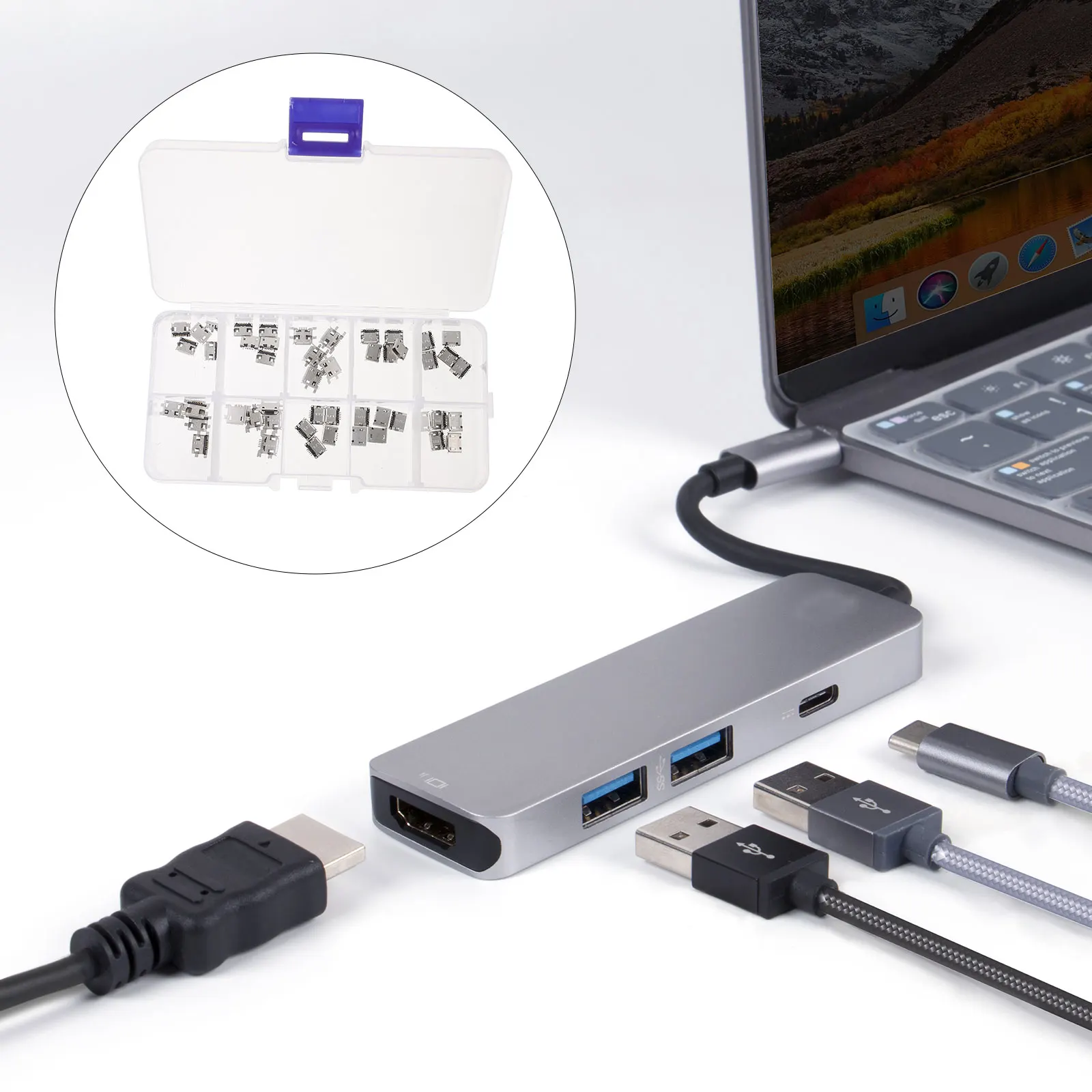 

50pcs USB Socket Mother Seat Full Copper Micro USB Female Connector 10Combinations Repair Soldering Adapter Pin Jack Port