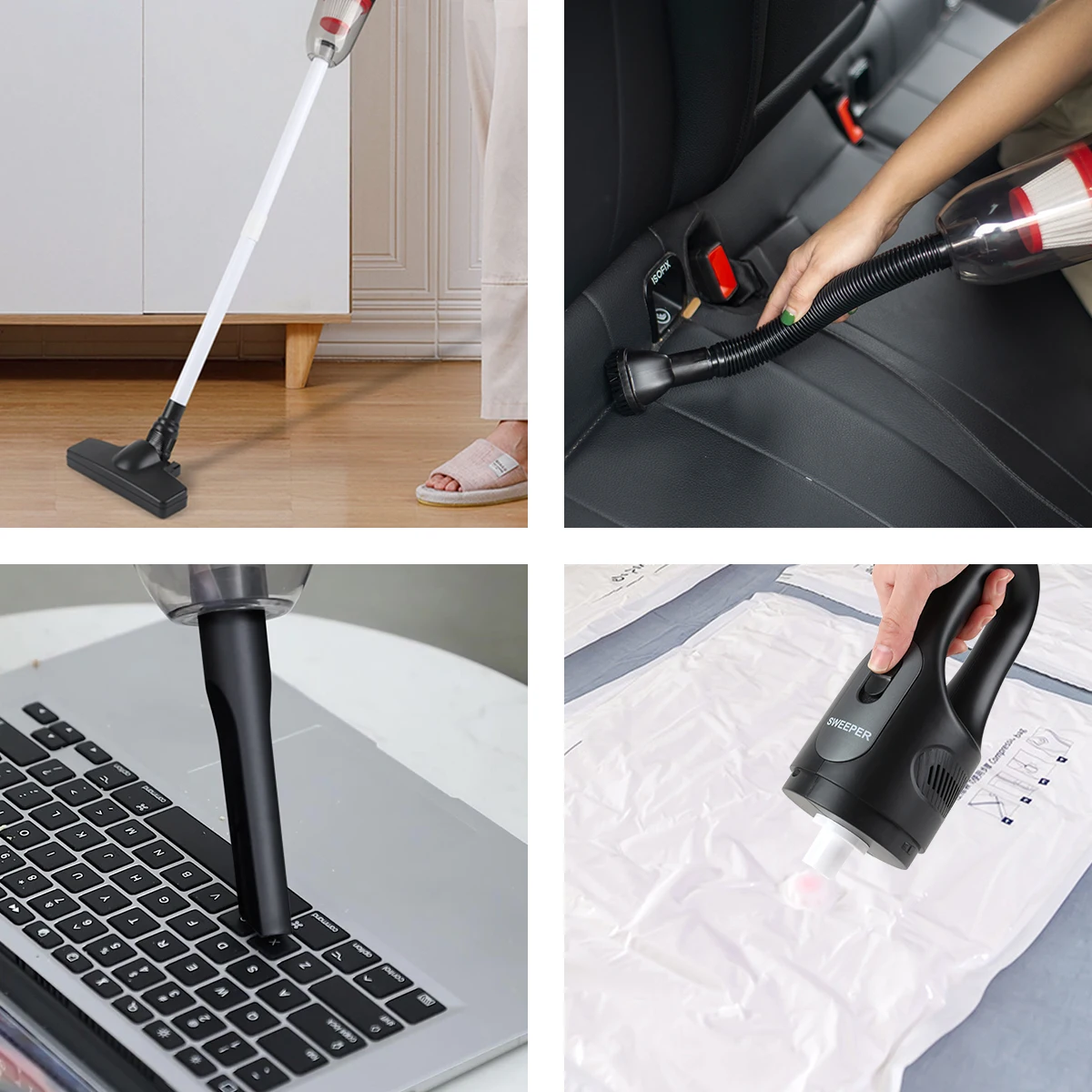 Quick Clean Cordless Vacuum Cleaner 4 IN 1, Lightweight Stick Vacuum, Rechargeable Battery Mini Hand Vac for Home Pet Hair