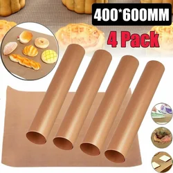 4pcs Non-stick BBQ Grill Mat 60 X 40 Cm Baking Paper Cooking Grilling Sheet Kitchen Tools For Gas Grill Charcoal Frying Foil