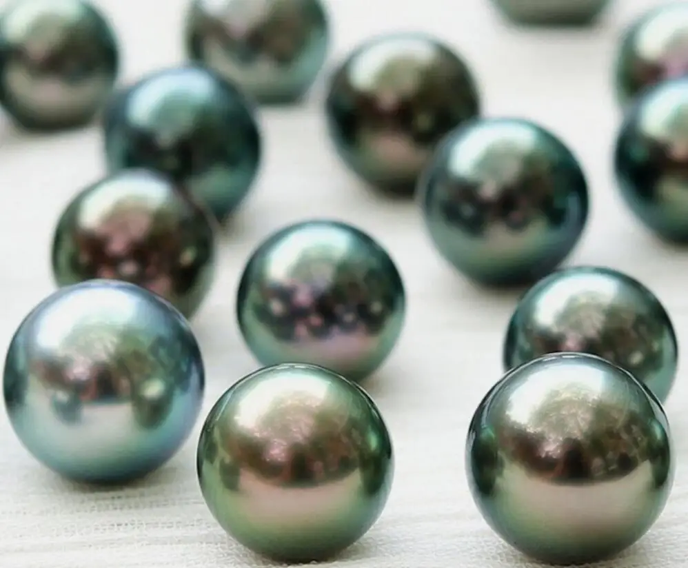 FOR ONE 7-8MM 8-9mm 9-10mm 10-11mm 11-12mm NATURAL SEA TAHITIAN GENUINE BLACK GREEN ROUND LOOSE PEARL