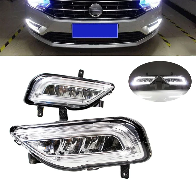 1 Pair 12V LED DRL Car Daytime Running Lights Fog Lamp Function for Volkswagen Bora 2016-2017 Turn Signals Lamp Auto Lighting