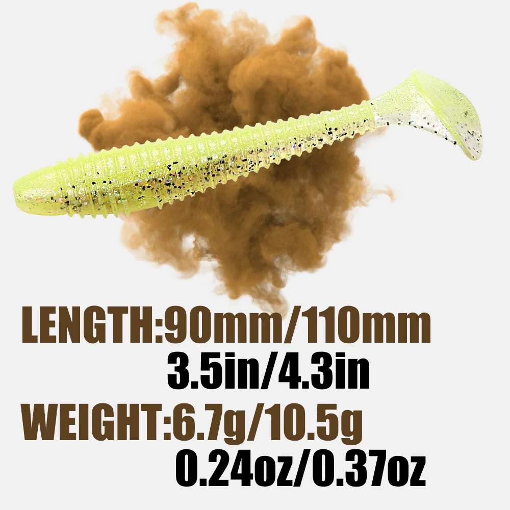 PEAK Weichköder 90mm 110mm Angelköder Shad Silikonköder T-Schwanz Wobbler Swimbait Künstlicher Weichköder – Detail 1