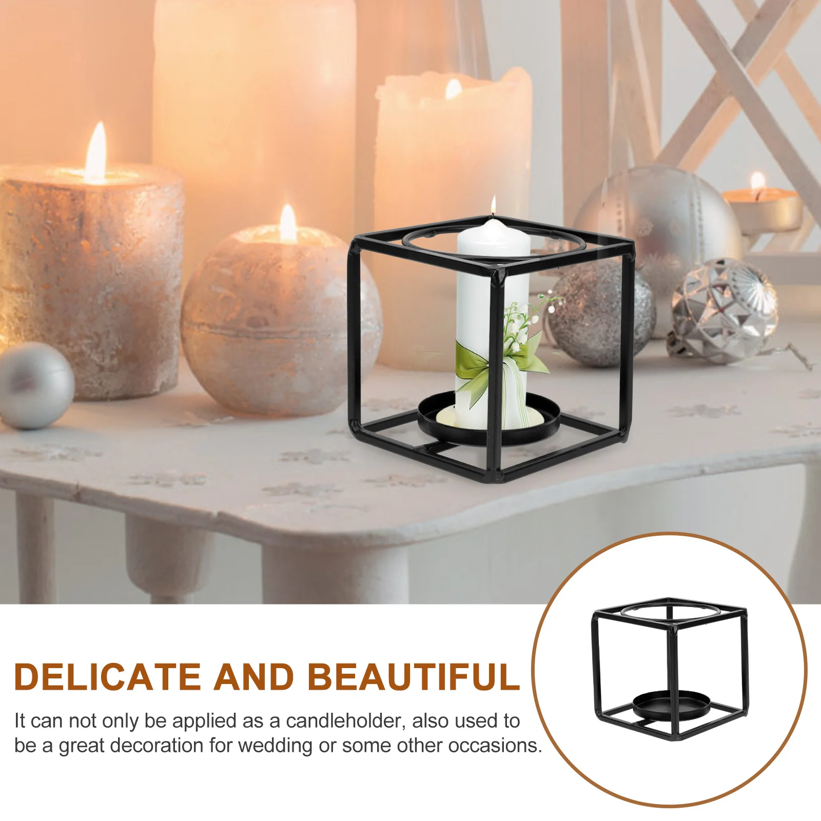 

Vintage Style Iron Candleholder Wrought Iron Stand Home Decor Black Desktop Wedding Party Decoration Sturdy Retro