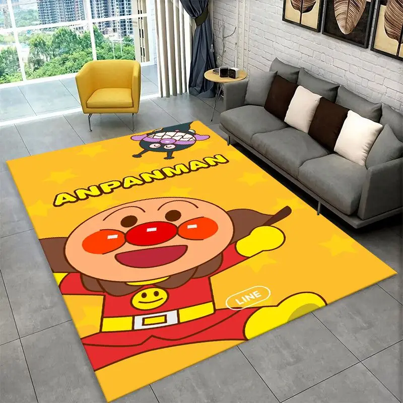 Retro Brave Anpanman Cartoon Carpet Rug for Playroom Bedroom Living Room Sofa Home Decor,Game Area Rug Non-slip Floor Mat Fest
