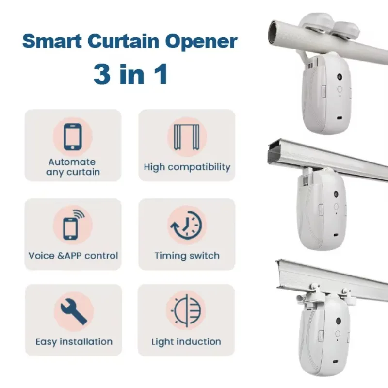 STLF Tuya منتجات المنزل الذكي بلوتوث قضيب الستارة الكهربائية والسكك الحديدية صوت واي فاي اللاسلكية التحكم عن بعد فتاحة الستار التلقائي #2