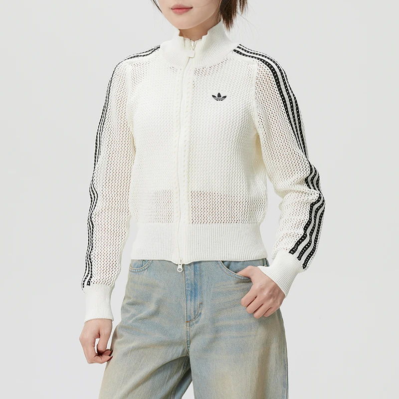 Adidas (Adidas) Trefoil Women's Sportswear Trendy Fashion Knitted Jacket Casual Comfortable Coat Kc6496