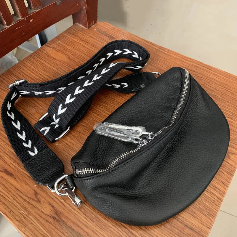 Imagem -02 - Bolsa Crossbody de Viagem de Couro Genuíno para Mulheres Bolsas Casuais Alça Larga Cinto Diário Fanny Packs Design Feminino 2023