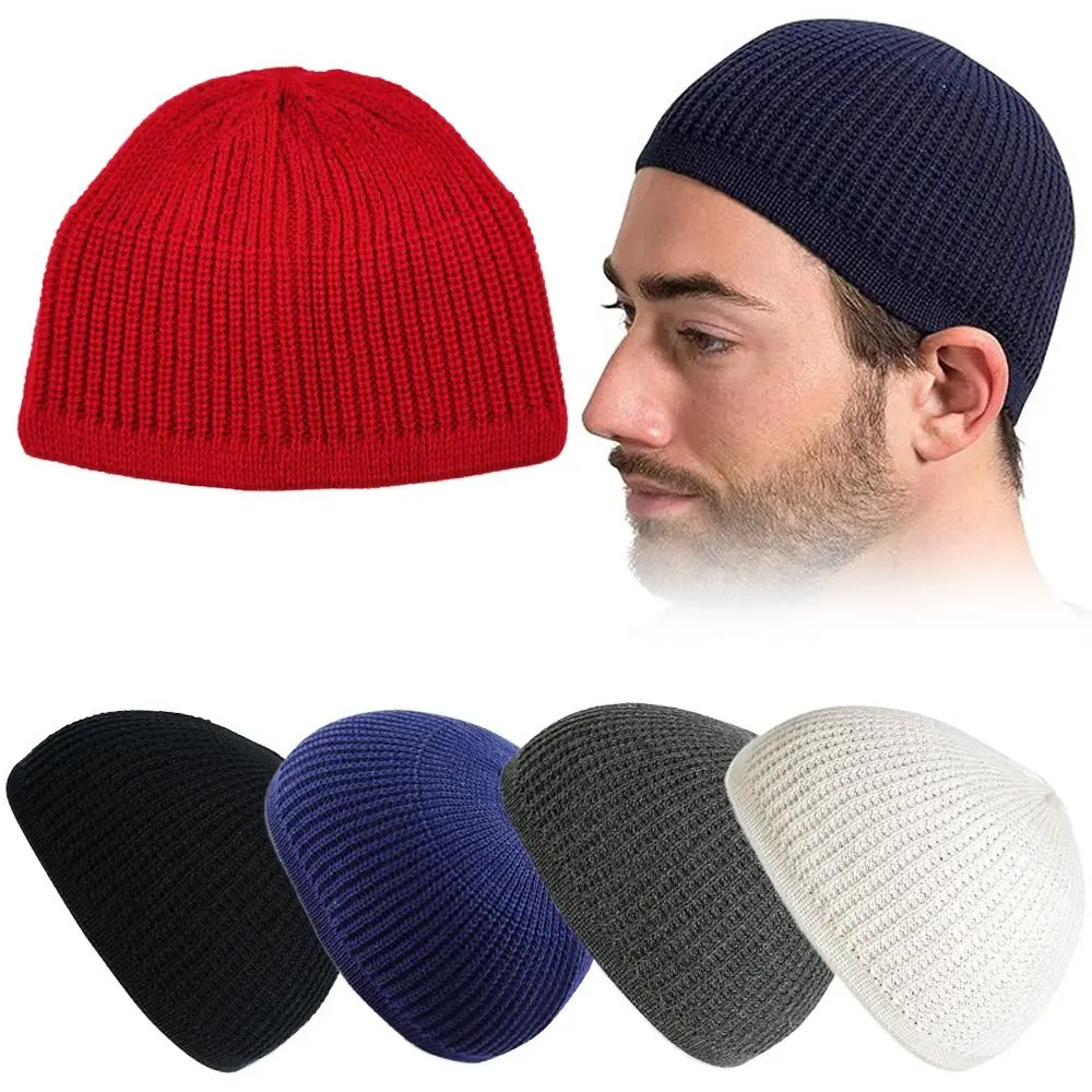 

Новая однотонная кепка Kufi, повседневная дышащая шапка с черепом, вязаная крючком вязаная шапка для мужчин
