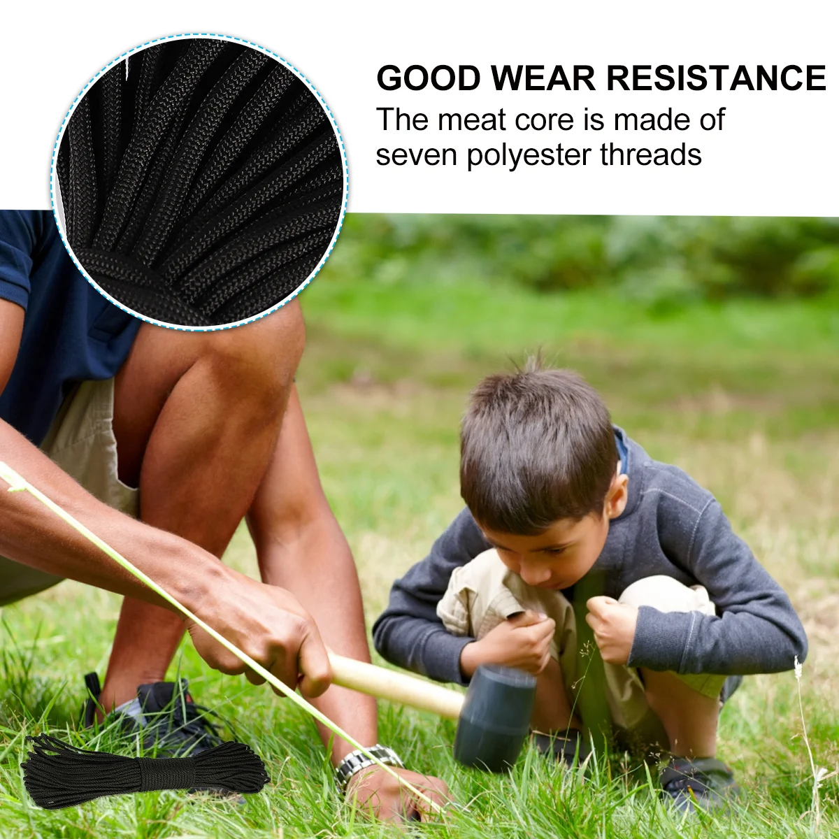 

30m Diameter 4mm Core Paracord Survival Parachute Lanyard Fade Resistant Camping Climbing Hiking Rope Clothesline Black