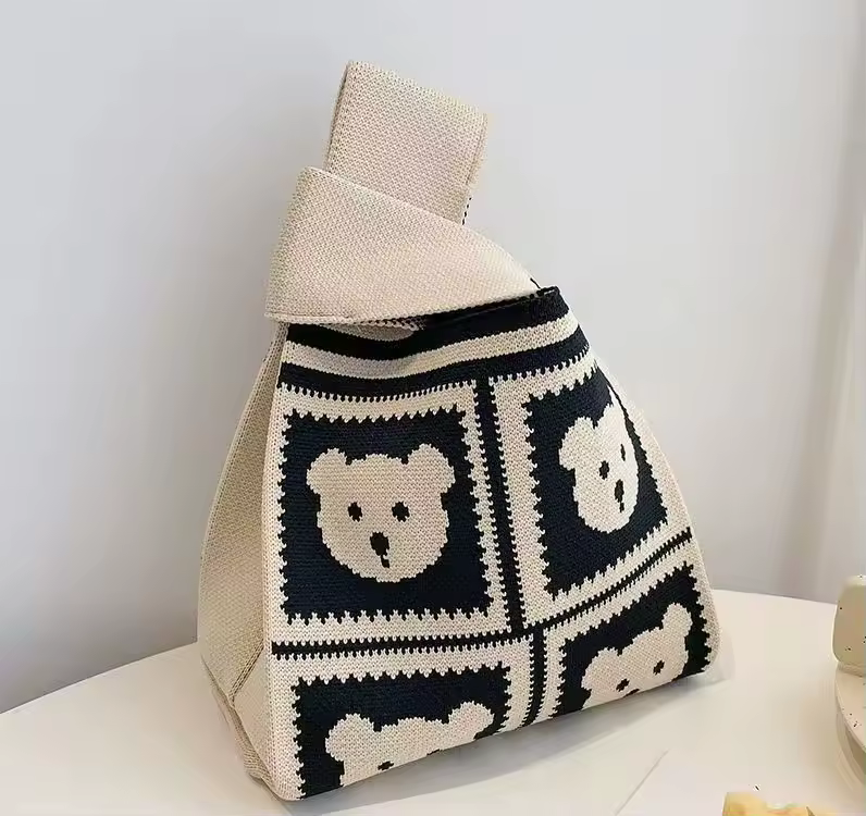 Women'S Knot Wrist Bag Handmade Knitted Bag Portable Mini Striped Tote Bucket Phone Bags Large Capacity Autumn Winter Handbags - Image 55