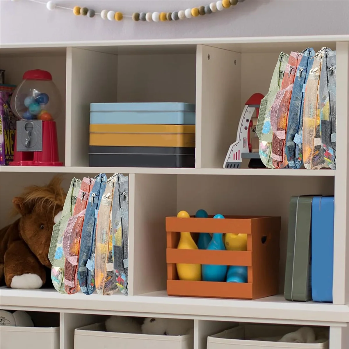 T69C 10 Pack Colored Double-Layer Mesh Zipper Pouch Bags, Building Block Sets Toy Storage & Organization 5Pcs A4+5Pcs A5