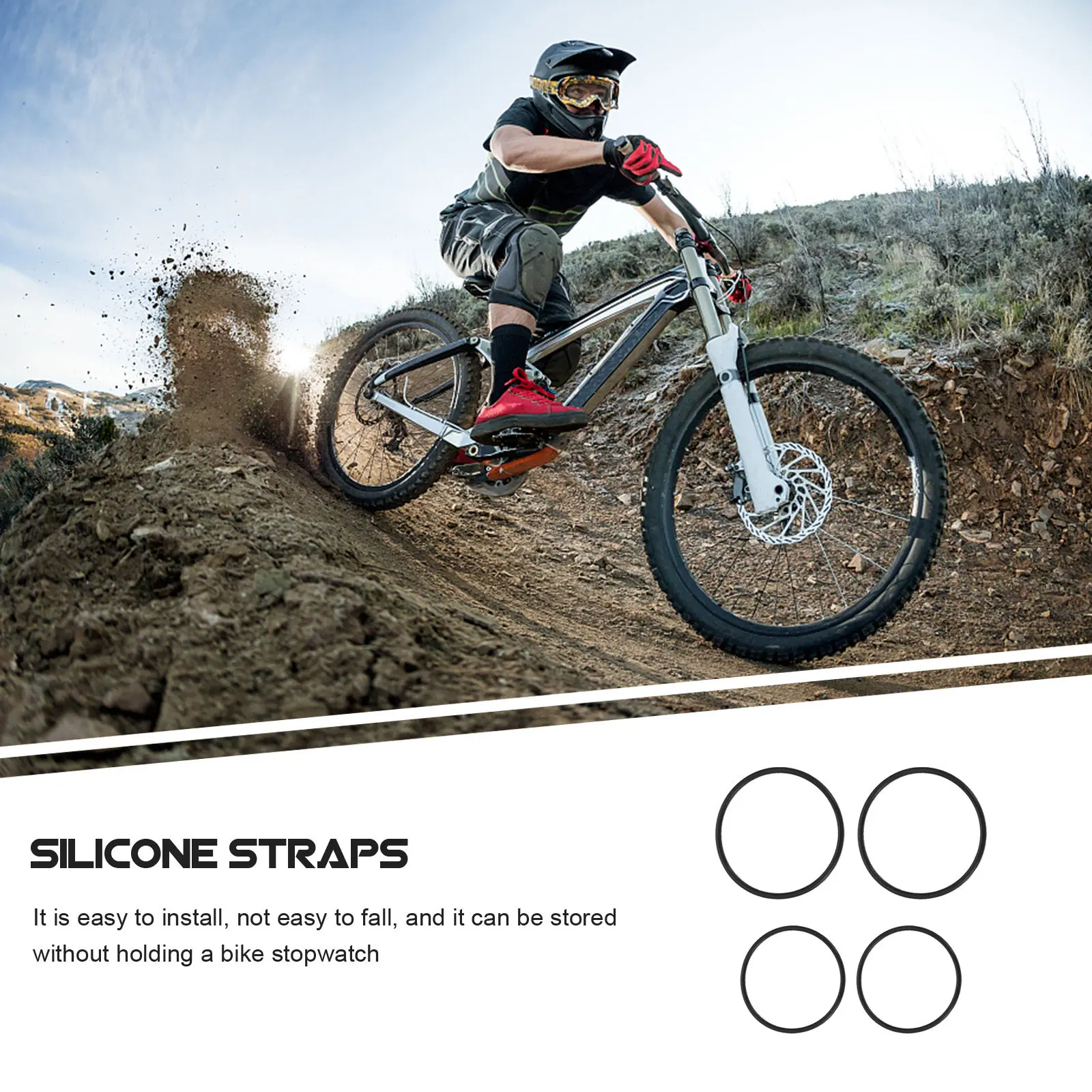 8Pcs Bike Stopwatch Base Band Silicone Elastic Watch Holder for Bicycle Front Level Mount Bumpy Road Secure Fit Bike Speedometer view 5