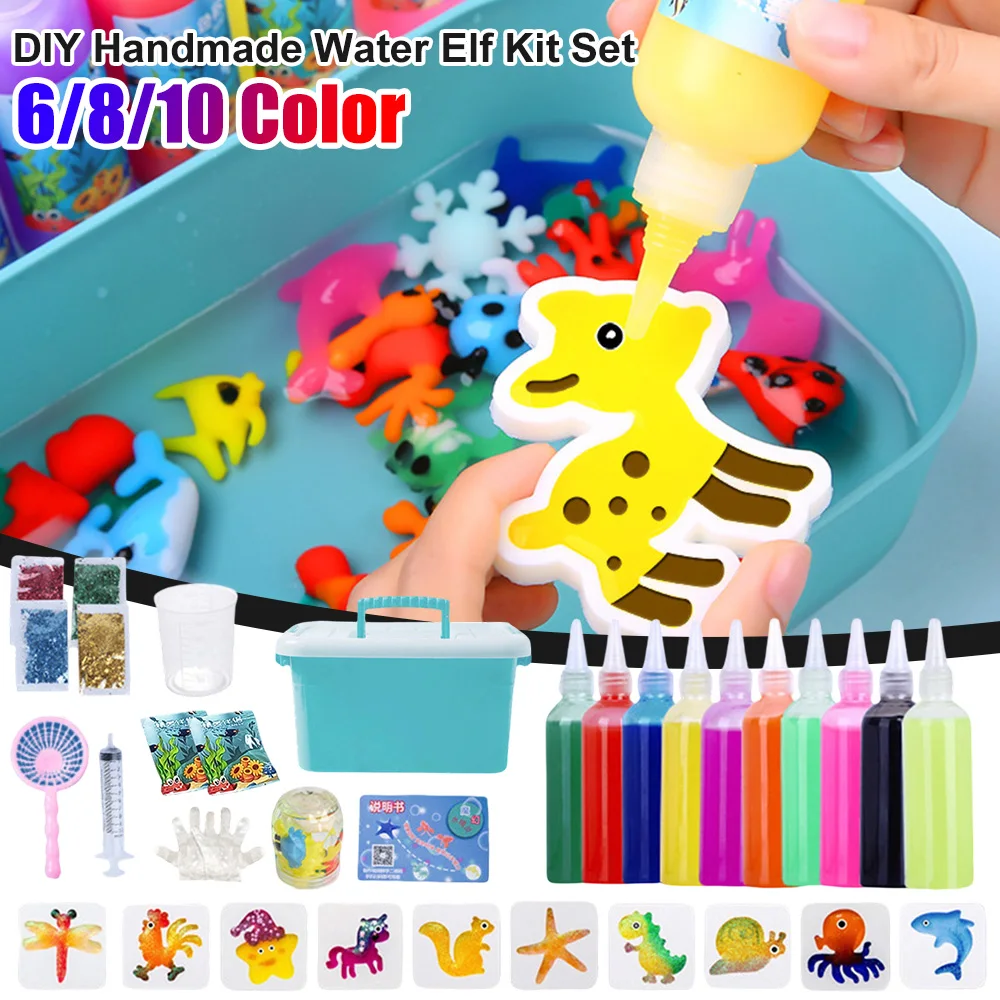 

6/8/10 Color Water Elf Kit 3D Handmade DIY Water Fairy Gel Set Water Magic Handicraft Ocean Mold For Birthday Christmas Gifts