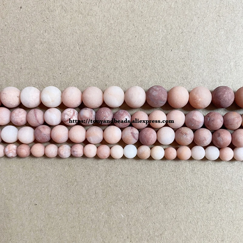 Natural Stone Matte Pink Aventurine Round Loose Beads 15\