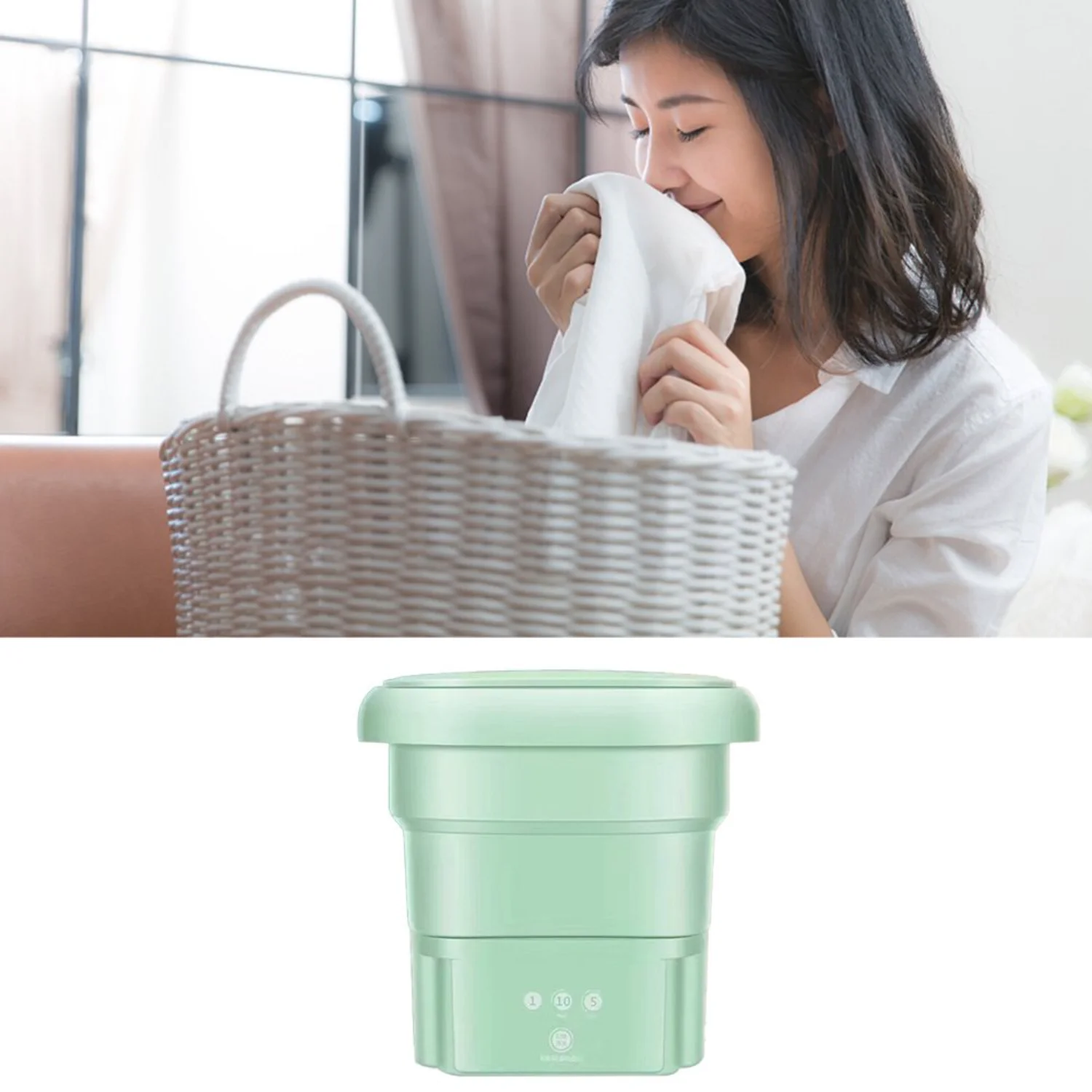 NEWCE Mini Washing Machine, Foldable Washer Spin Dryer with Drain Basket, Portable for Travel Wash, RV, Underwear, Personal, Bab