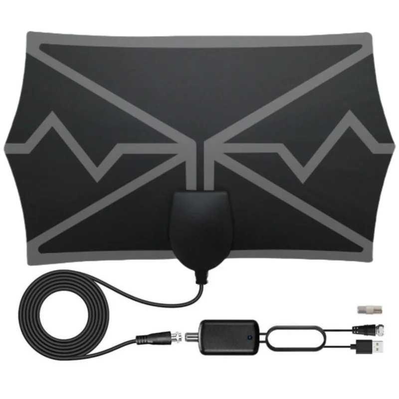 Black 4K Digital Indoor Antenna with Amplifier Wave Pattern for TV Reception DVB-T2 High Definition up to 3600 Miles