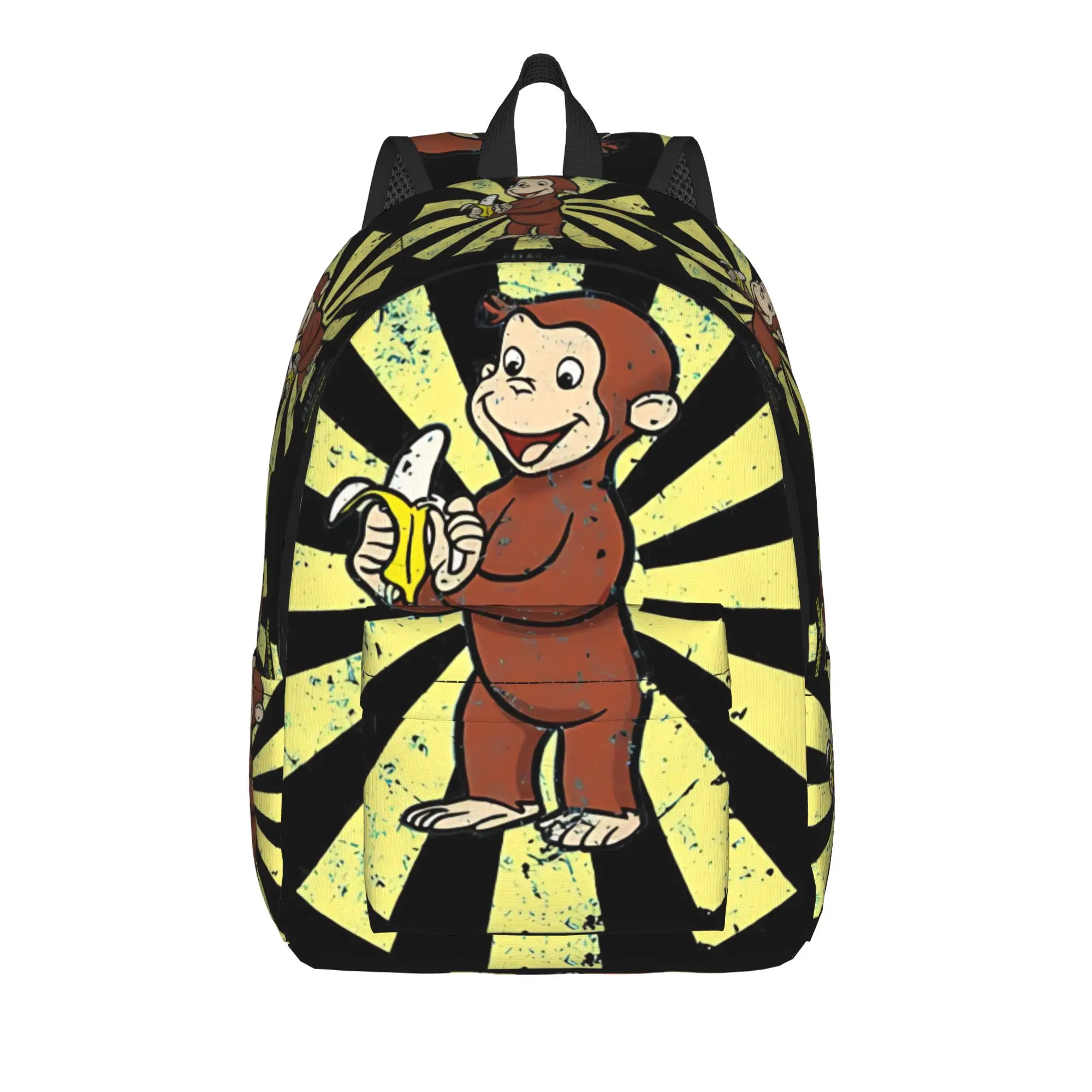 Curious George Vintage Banana Backpack  Cycling Backpacks Men High Quality Lightweight High School Bags Aesthetic Rucksack